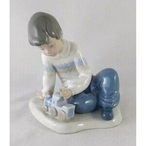 Nao By Lladro Boy with Train Figure A New Toy #1052